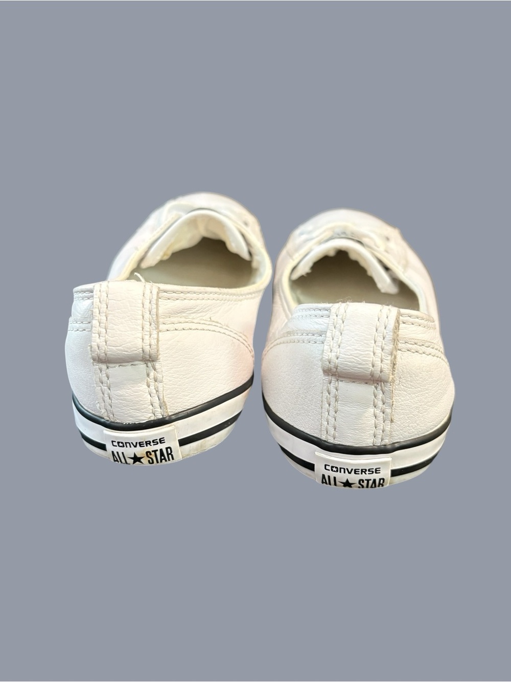 Converse White Leather Low Top All Star Sneakers, SZ 7 - Picture 5 of 7